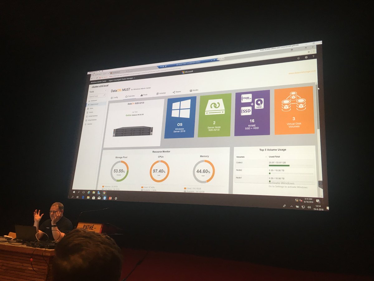 xcesbv's tweet image. Live demo from @jantorep on the @dataon S2D appliance ! 

@ExpertsLiveNL #ExpertsLiveNL #DataON #MUST #WindowsAdminCenter