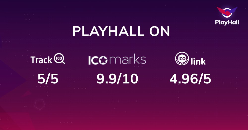 PlayHall is about to make big waves in the skillgaming industry, and this is not just our opinion! Many respected ICO rating platforms think so too:
ICOMarks – 9.9/10
TrackICO – 5/5
ICOLinks – 4.96/5
Check out the rest of them on our website – Playhall.io