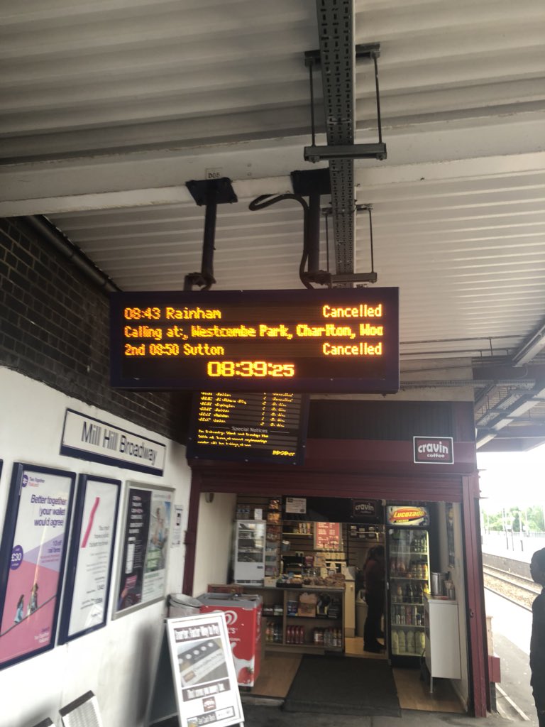Sam_ZPDigital's tweet photo. @TLRailUK this is utterly useless. 5 trains in a one hour period either cancelled or unusable. https://t.co/xjTdAOunOS