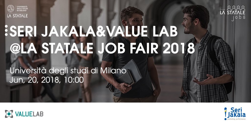 VALUELAB's tweet photo. @SeriJakala is looking for next-gen talent! Meet us at @LaStatale Job Fair 2018 and start creating your career path by discovering our job opportunities to build together a more innovative future #jobfair2018 https://t.co/QkB8wKk5S1