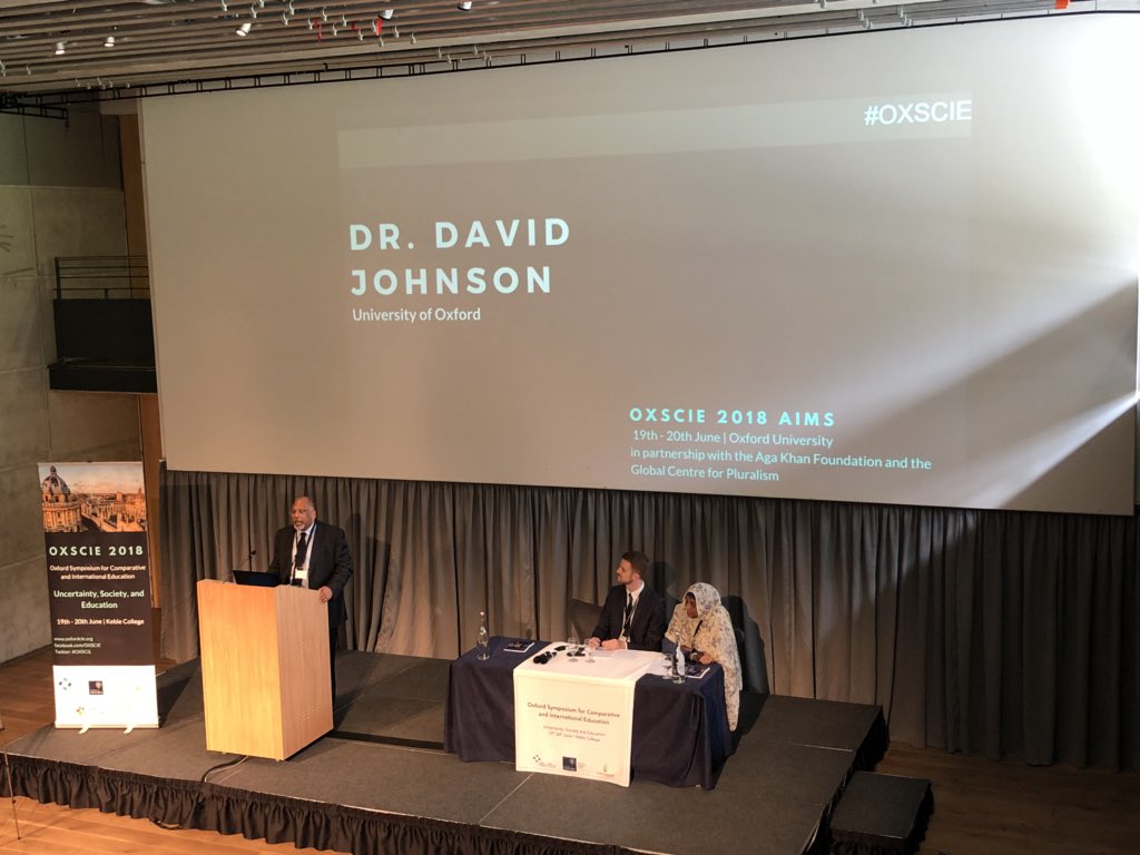 Dr David Johnson is delivering his opening talk at Oxford Symposium for Comparative and International Education. #OXSCIE <a href="/OXSCIE/">OXSCIE</a> #edu