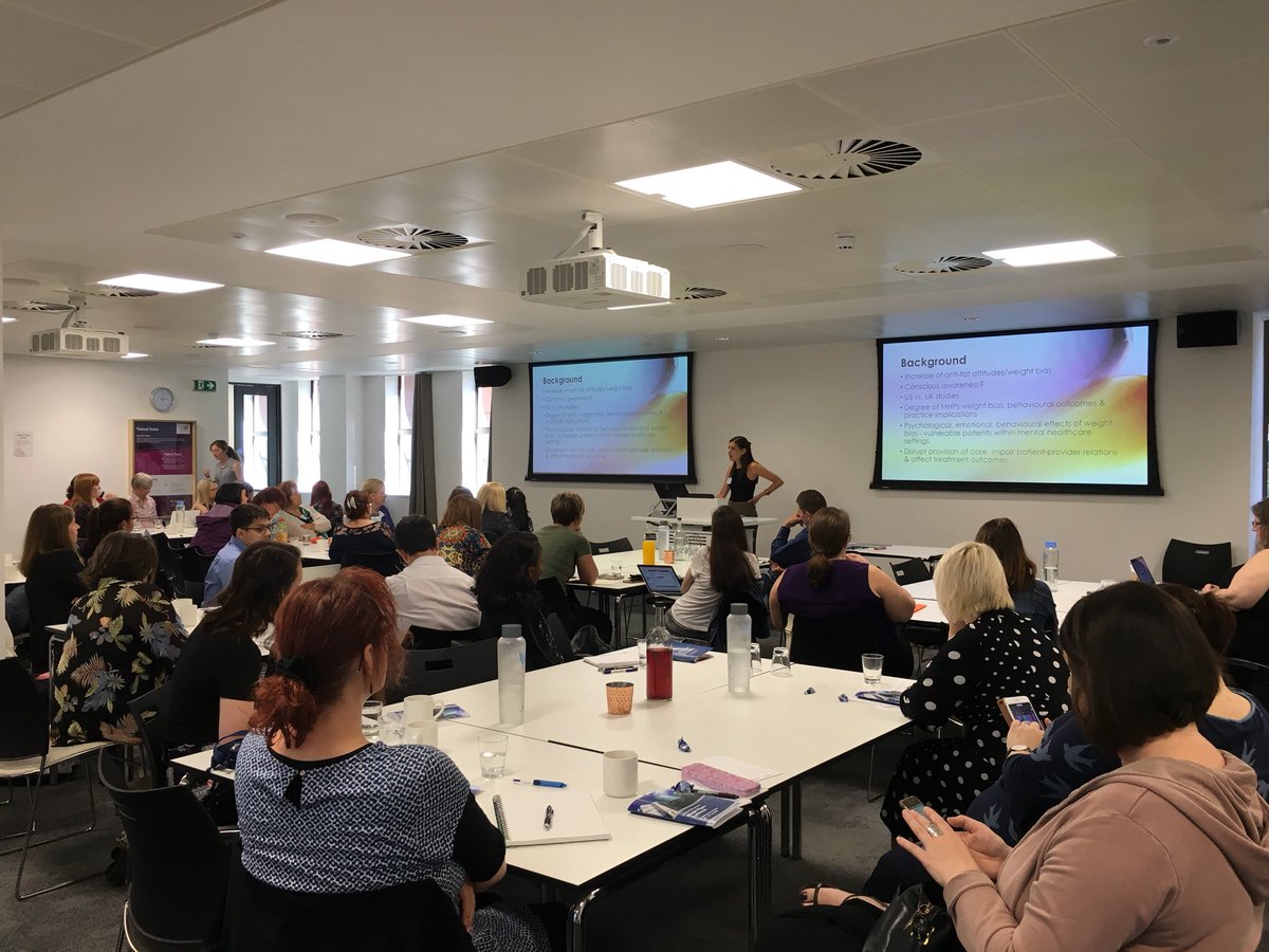 DrStuartFlint's tweet photo. Tarynne Quirk presenting on her research examining whether an evoking empathy can reduce weight bias @CityUniLondon #WSC6 https://t.co/5NABb5Lv5D