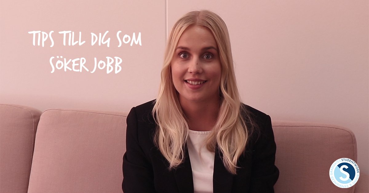 StudentworkSE's tweet image. Vår härliga Recruitment Assistant Emelie delar med sig av 3 snabba tips till dig som söker jobb. Se filmen här: bit.ly/2MCEOxF Vilka är dina bästa tips? Berätta gärna! #studentwork #nyttjobb
