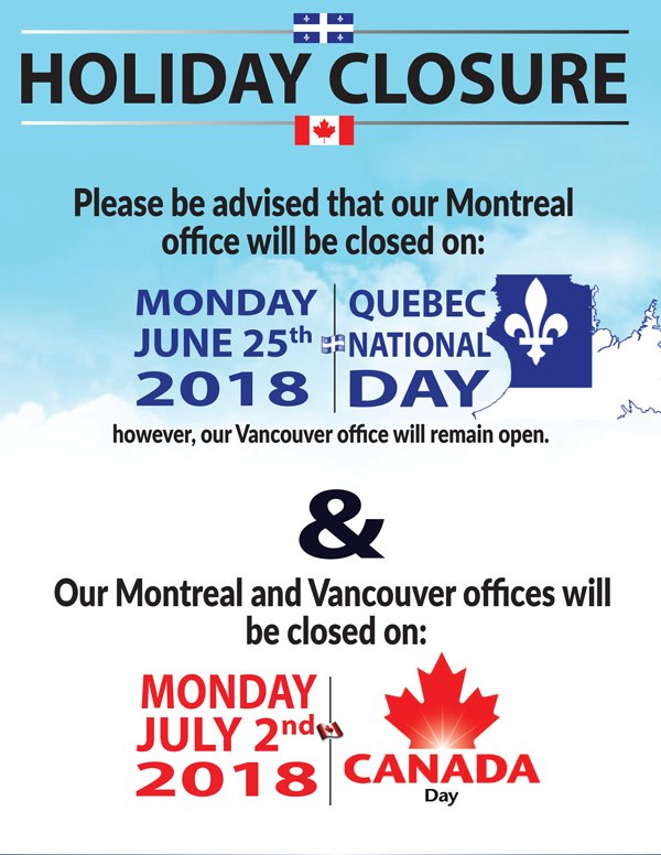 Automobility1's tweet image. Please take note of our upcoming #holiday closures for #stjeanbaptisteday and #CanadaDay