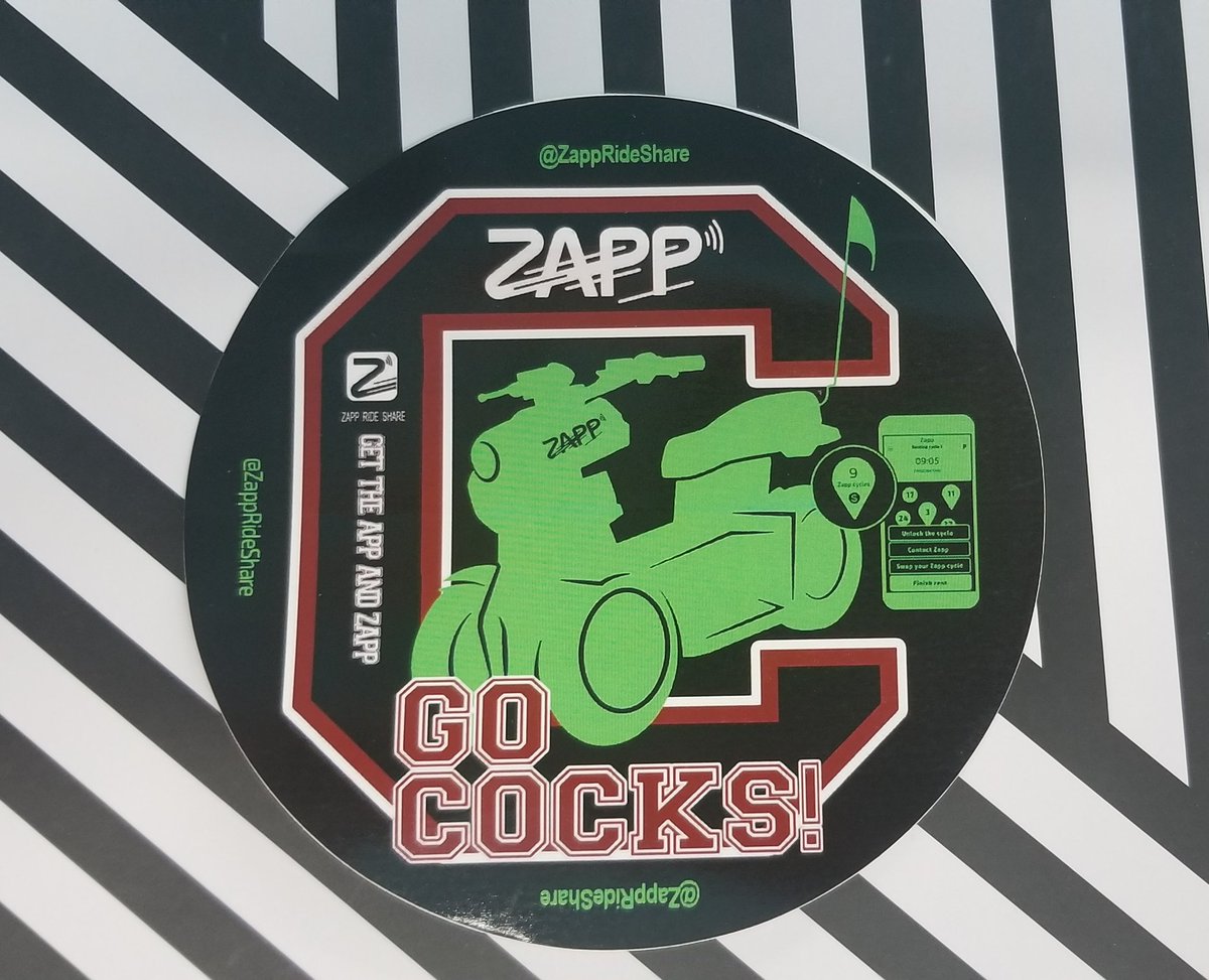 ZappRideShare's tweet photo. Check this new Zapp sticker out. It's the perfect fit for water bottles, car window, computers, etc. Want one? Let us know and we will tell you how you can get one.
#Zapplife #Zappon #uofsc #columbiasc https://t.co/bCpGQcYHQ4