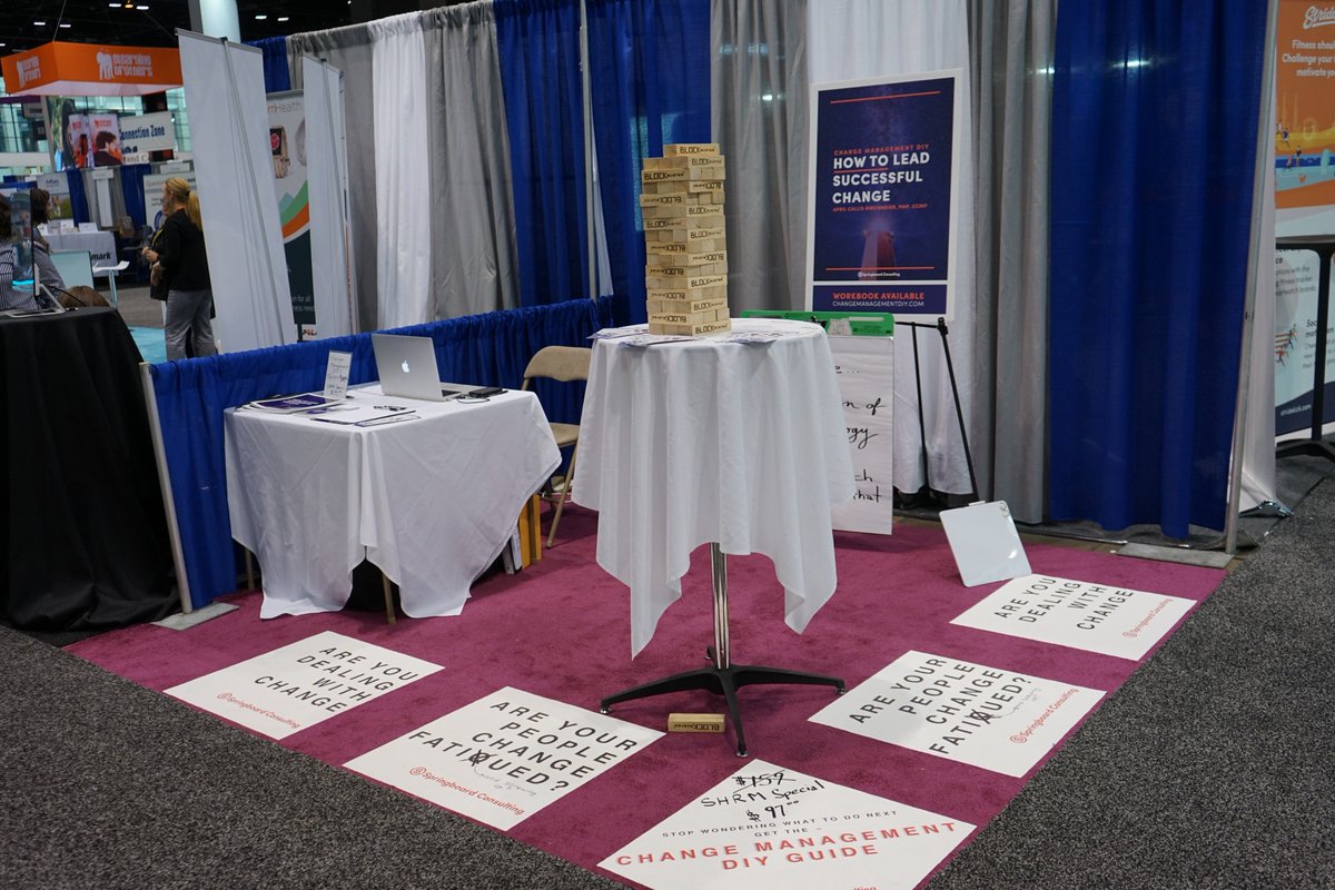 SpringboardCon1's tweet photo. Booth 2129 is ready to play some jenga! #shrm18 https://t.co/54iqx6VFyq