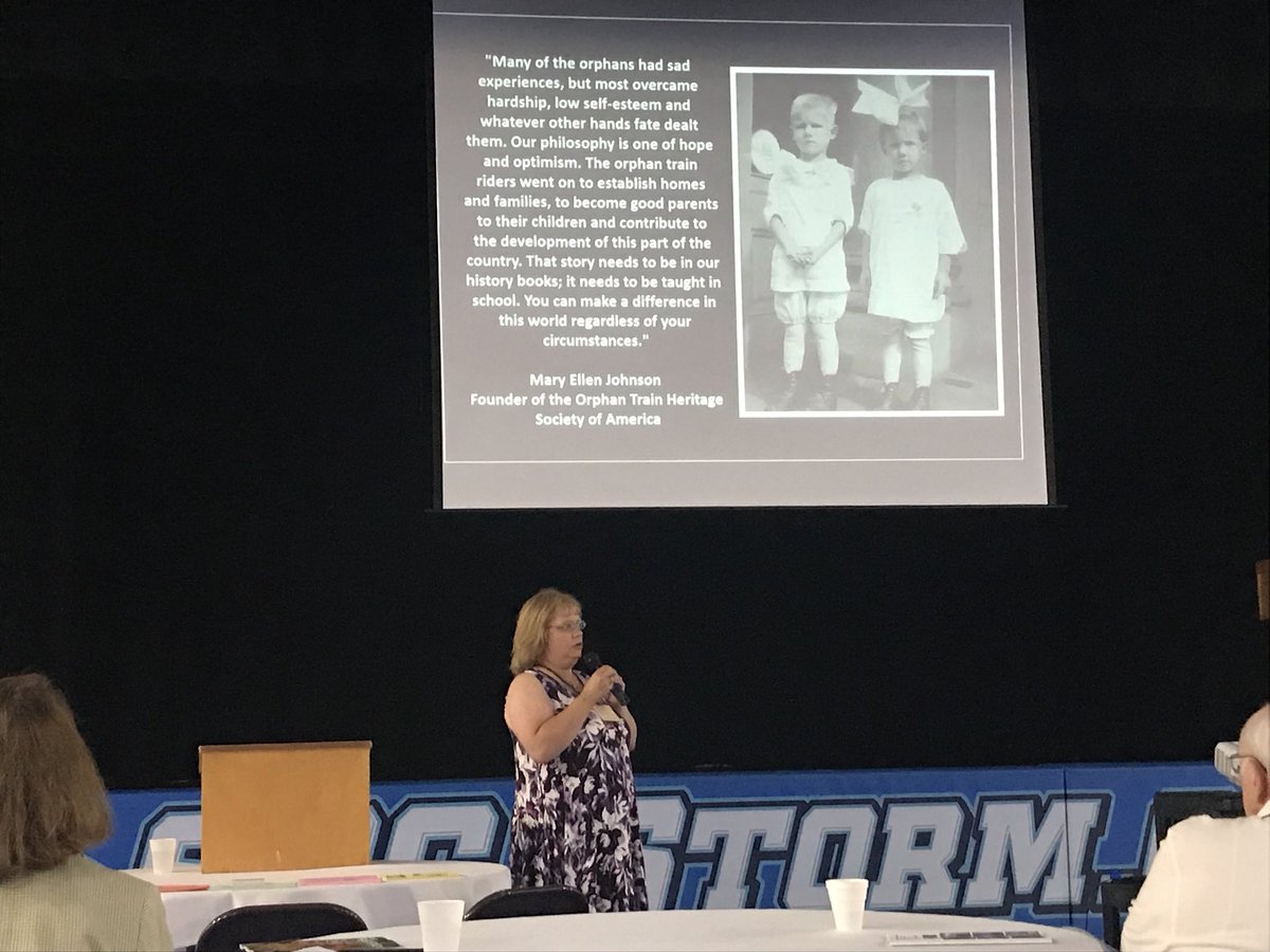 CountrySchAssn's tweet photo. Great keynote address from the National Orphan Train Heritage Society of America. “The Orphan Train Movement 1854-1929” #csaa2018 https://t.co/mfBaLWdNN5