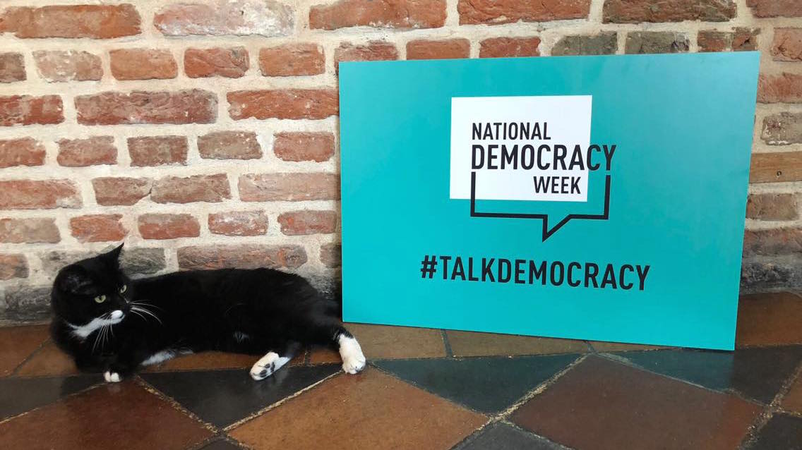 Evie is purr-leased to announce that the National Democracy Week events hub is now live.

Find out what's going on during the week here: goo.gl/nyeDB9

#TalkDemocracy
#NDW18