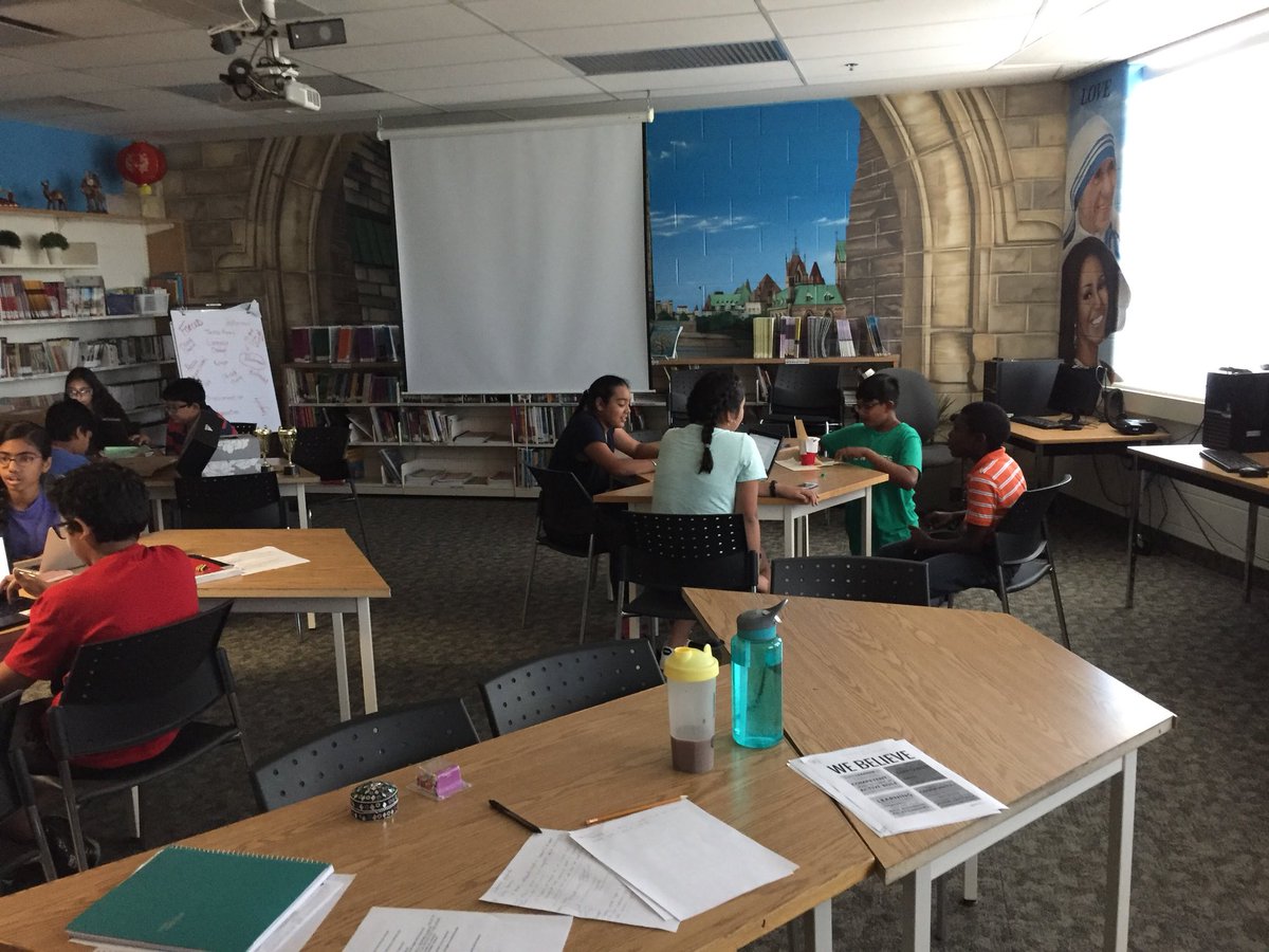 CoachConte20's tweet photo. Ss taking advantage of a “cool” learning environment, while they put together their class carnival games!! @CalderstoneMS @JLording @MikeRicci13 #Probability #engagemath #teamwork #endoftheyeargrind https://t.co/emyNWuxUb3