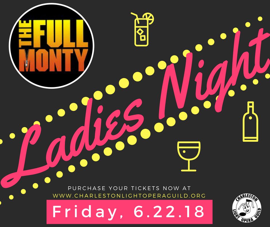 CRWOperaGuild's tweet image. LADIES NIGHT this Friday! Ladies who attend "The Full Monty" will receive a complimentary drink ticket! The bar is open one hour before the show and during intermission.Get your tickets online at charlestonlightoperaguild.org or by calling our box office Wed-Friday at (304) 343-2287.