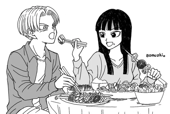 気分も落ち着いたので、リハビリに未来トラマイのお絵描きしました。漫画版のあのシーンね!
「トランクスも食べな!」「サンキュー」
ナチュラルでとても好き…☺️??? 