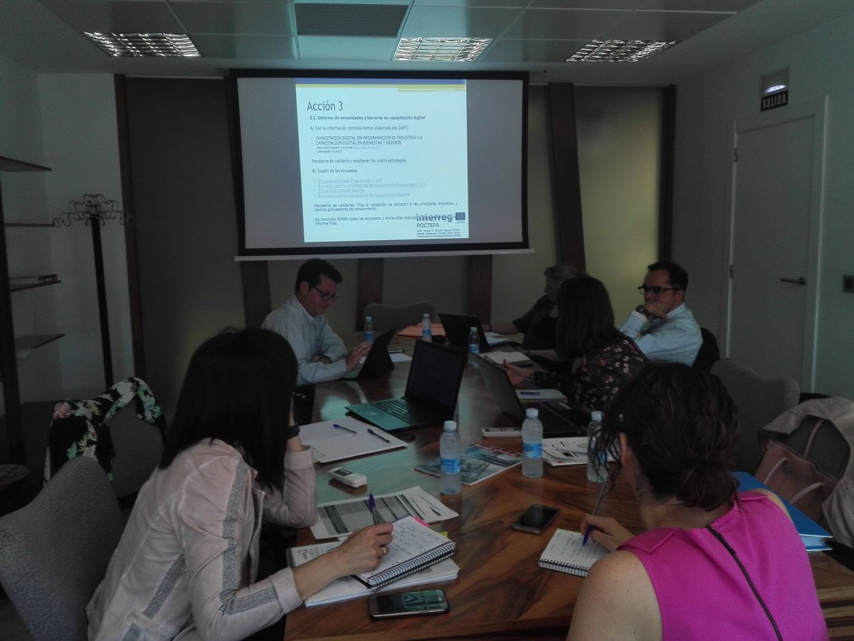 ClusterGaia's tweet photo. Estamos en Pamplona en la sede de @Atana_TIC en la reunion de trabajo del proyecto @CTPPOCTEFA  #ICTraining40 junto con @Ocean_LivingLab .Trabajamos en la puesta en comun de las necesidades digitales en nuestro territorio transfronterizo https://t.co/RRyTR1GWUQ