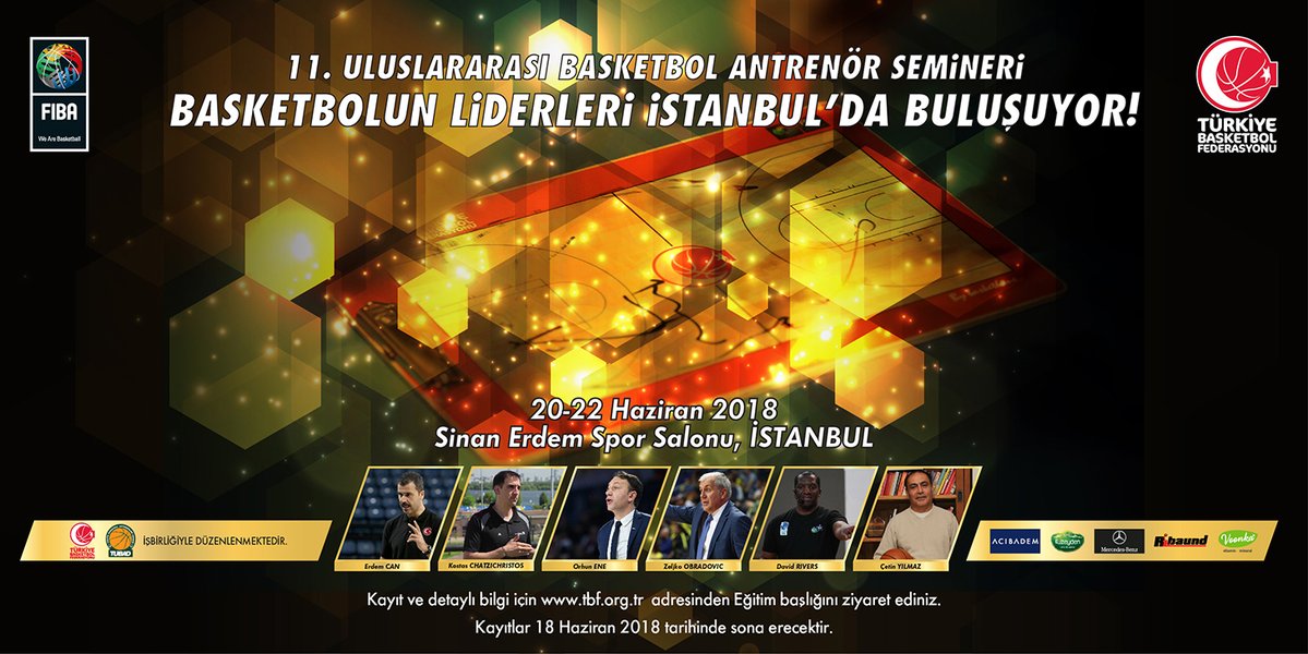📢 l Başantrenörümüz Orhun Ene ve efsanevi oyuncularımızdan David Rivers; 20-22 Haziran 2018 tarihleri arasında İstanbul'da düzenlenecek 11. Uluslararası Basketbol Antrenörü Semineri'nde konuşmacı olarak yer alacak
 
✍️ Detaylar; bit.ly/2xqrIQj