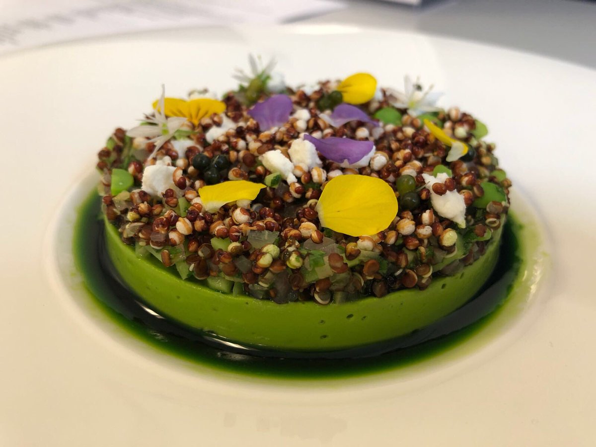 Here is the #NCOTY vegetarian starter from Virginia Ramiro Mendez - wild garlic and asparagus pannacotta