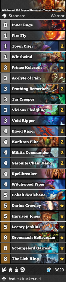 Ahirun Kaedemiさん Kaedemi Hs がレジェンド到達を達成したテンポウォリアー ケレセス公爵 ヴォイド リッパー 入りのデッキ ヴォイド リッパー が盤面の取り合いやリーサルにとても有効そう この手のデッキが好きな人 いるでしょ デッキ
