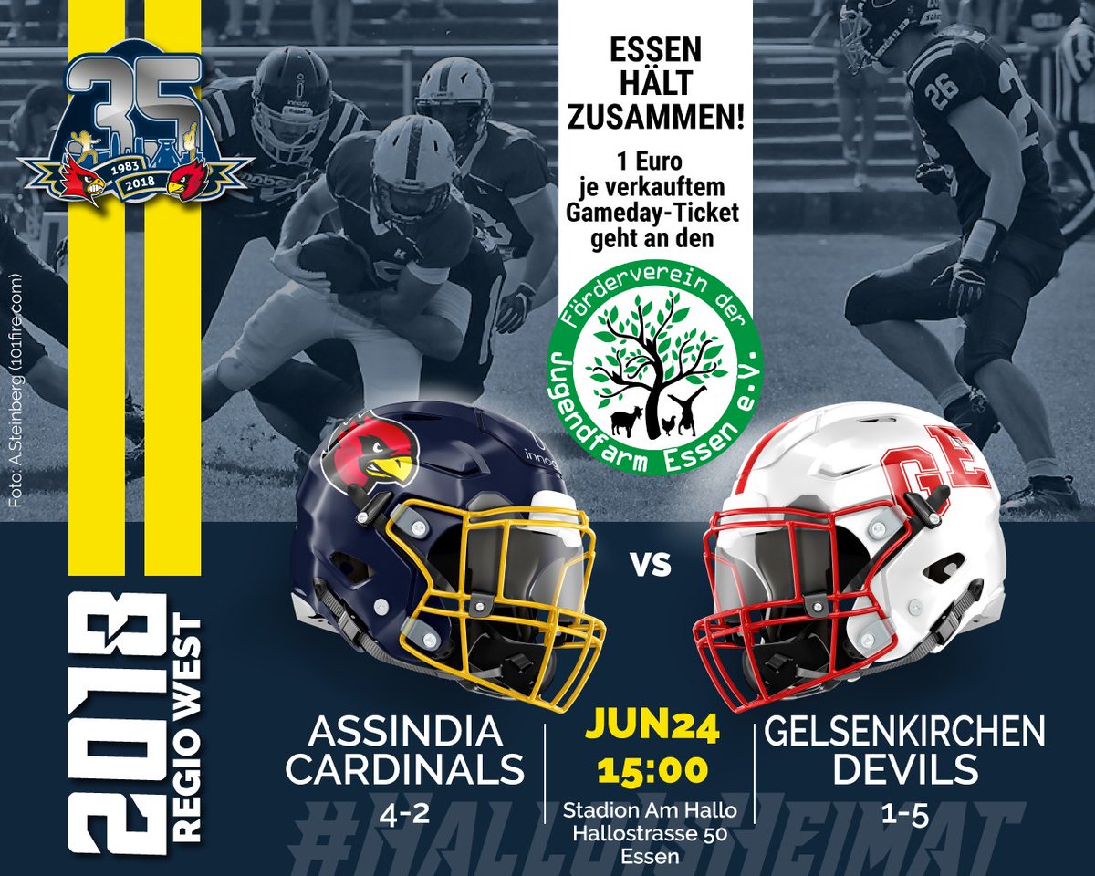 essencardinals's tweet photo. Sonntag um 15:00 gibt's für die #MeninBlue das #Revierderby gegen die @DevilsGE. Von jedem verkauften Gameday-Ticket spenden wir 1€ an den Förderverein der Jugendfarm Essen, nachdem ein Brand deren Scheune vernichtet hat. Also: Jedes Ticket zählt! #ACvGD #essenhaeltzusammen https://t.co/0uDnAOKUfW
