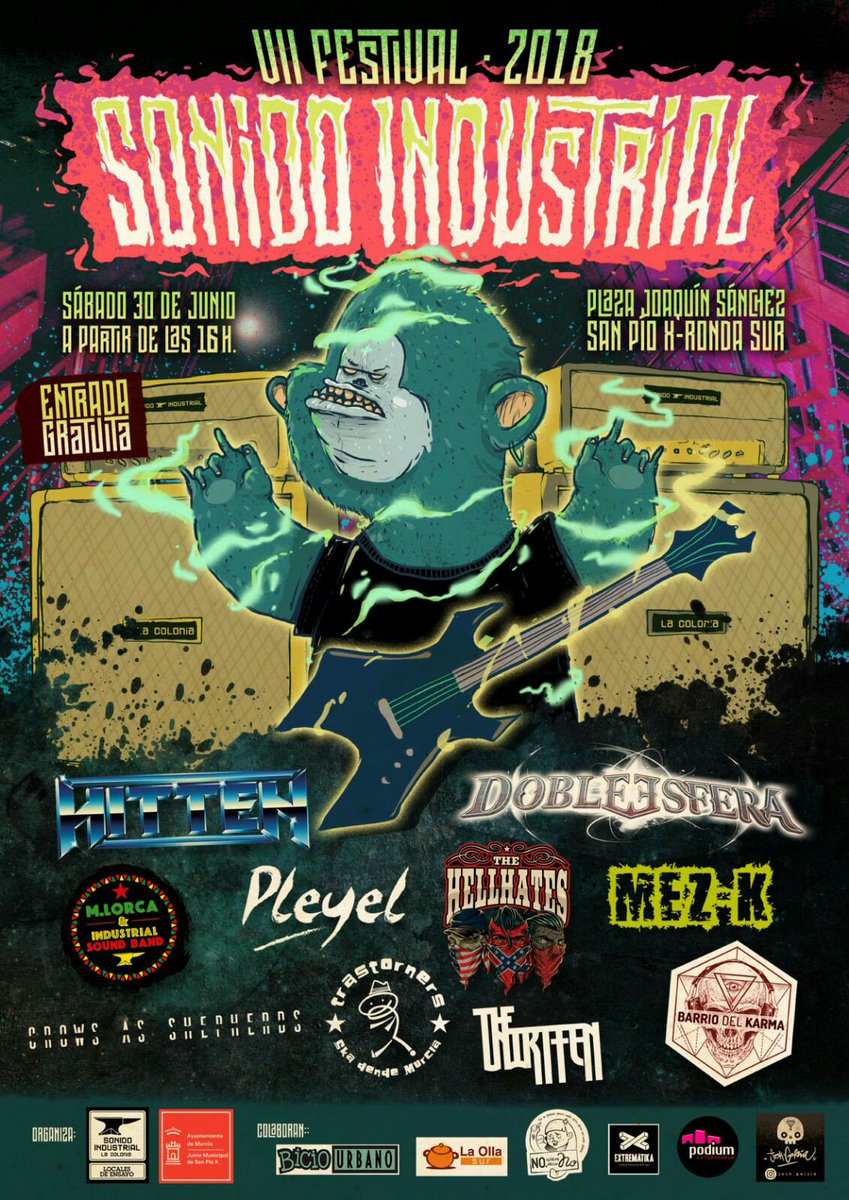 El sábado 30 estaremos en el VII Festival Sonido Industrial, en este cartelón repleto de bandas locales de nivel. Buen rollo, cerveza, variedad y buena música; y encima ES GRATIS!! Qué mejor plan para empezar el verano?? :D