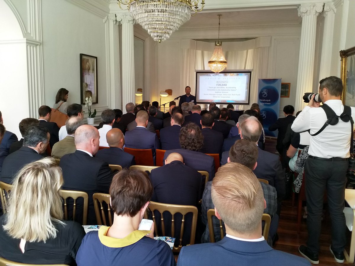 salonen_jouni's tweet photo. Andreas Strasser of Volvo Cars speaking about innovations in car industry. Start-ups needed to accelerate  evolution. @volvocars #FutureWithFinland #IntelligentMobility @BusinessFinland #london https://t.co/lsLSRu3meZ