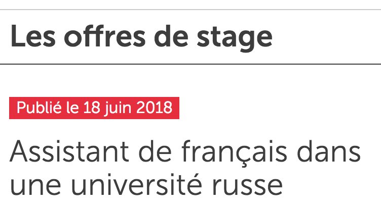 AgenceFLE's tweet photo. Assistant de français dans une université russe
7 #Stages #FLE à pourvoir pour le 1er octobre !
https://t.co/A7Nht0lqqm 
@FranceEnRussie 
@asdifle @Adcuefe @Uplegess @FipfOrg https://t.co/Rd1PfyKlyk