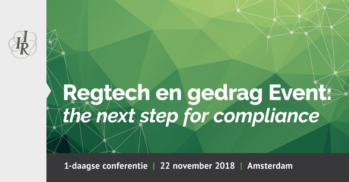 Save-the-date: Regtech &amp; gedrag Event op donderdag 22 november 
iir.nl/events/regtech… #regtech #compliance #compliant