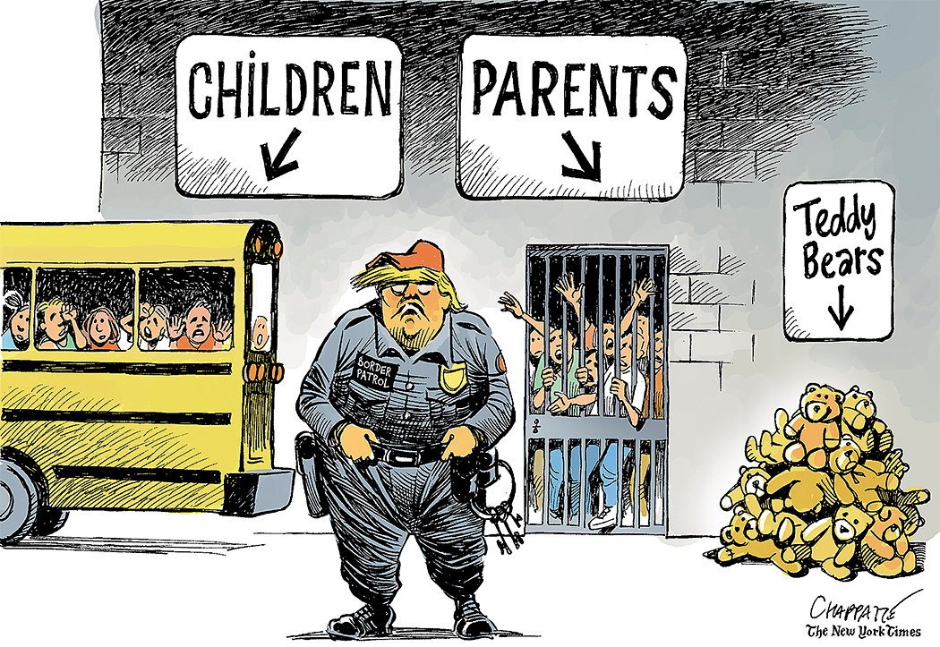 KenRoth's tweet photo. Child abuse at the US border: @PatChappatte.  https://t.co/FK8brDy74U https://t.co/lFkhGFngPK