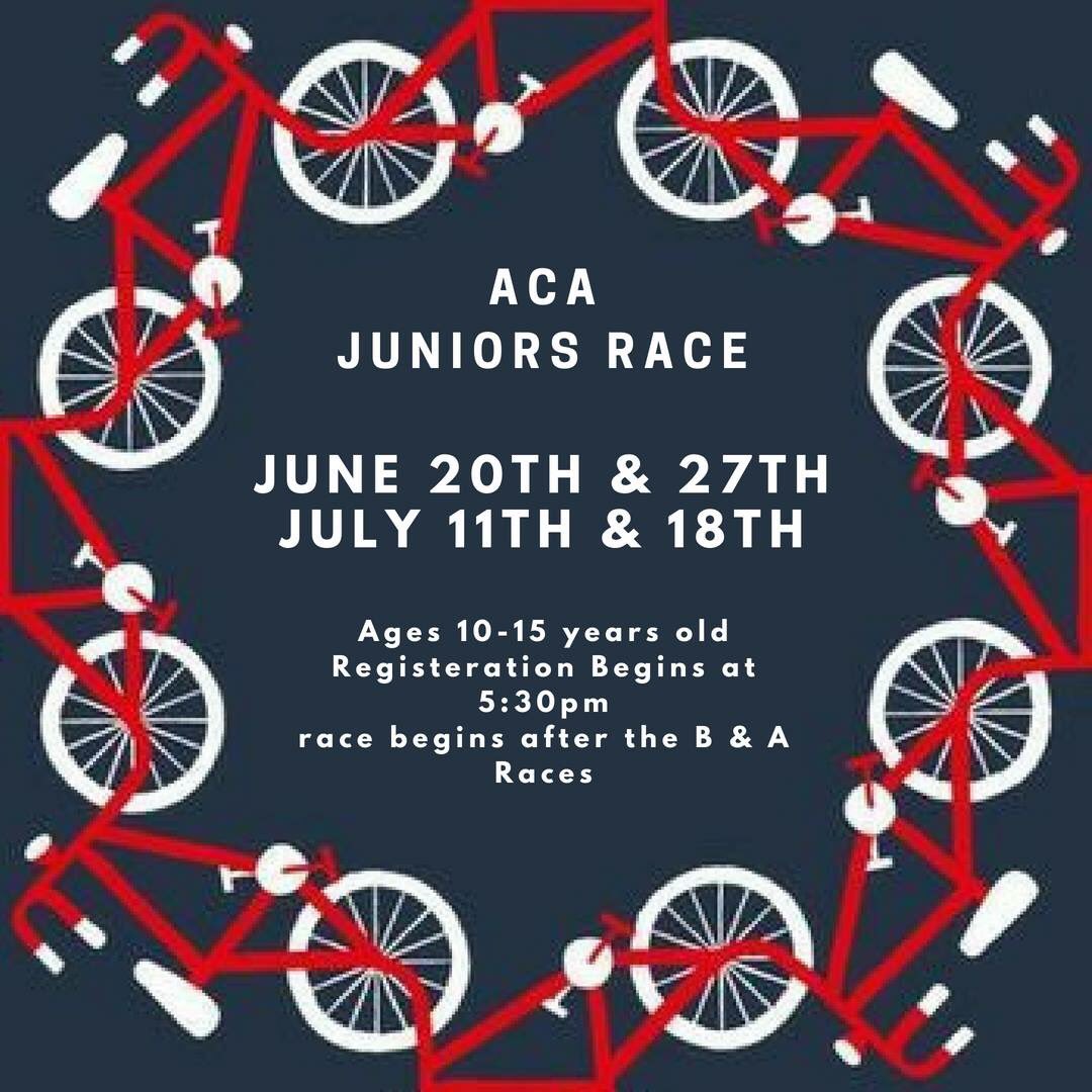 ACAracing's tweet image. Do your youngsters want to give racing a try?
If so, bring them down to the Bud Harris Cycling Track the next few Wednesday's to experience a Junior racing field first hand!
🚲
It's only $5 to race!!!
🚲
For more details on rules &amp;amp; regulations see acaracing.com