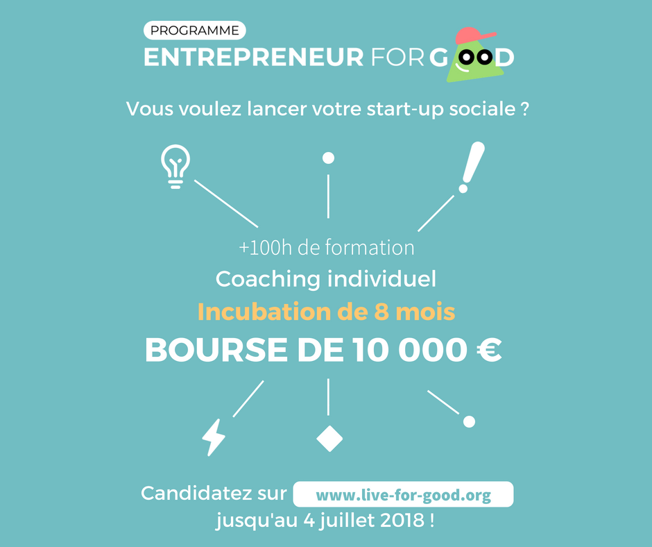 moovjee_'s tweet photo. Vous avez jusqu'au 4 juillet pour vous inscrire au programme #Entrepreneur for Good 2018 de @Live_for_Good ! 
inscriptions : https://t.co/LJV22xuYZ7

#LiveForGood #SocEnt #PrixGabriel #ProgrammeEntrepreneurForGood https://t.co/m3Lp76DlyM