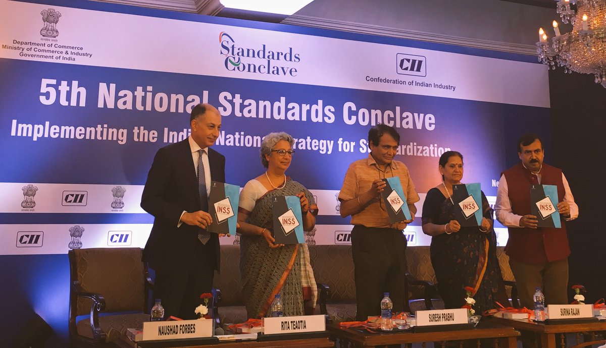 DoC_GoI's tweet photo. CIM @sureshpprabhu launches the Indian National Strategy for Standardisation #INSS at the 5th National #StandardsConclave2018 https://t.co/l8SGNKUmQW