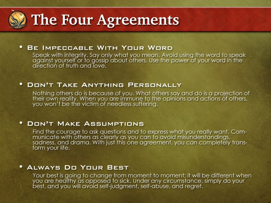 SELearningEDU's tweet photo. The #4agreements by @donMiguelRuiz should be posted in every home, school, and business. A great reminder of how we can increase our personal integrity, build relationships, respect those we work with, and look at life through the lens of a #growthmindset.  #SEL https://t.co/XQri1tzJ62