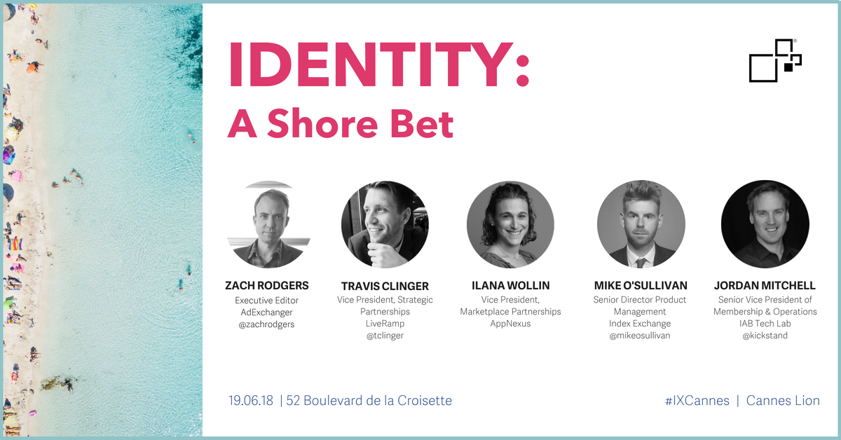 IndexExchange's tweet photo. TODAY: Please join us at 15:30 to discuss how the road to identity will achieve addressability and level the playing field #IXCannes #AdIdConsortium https://t.co/XWcmtJqaOE