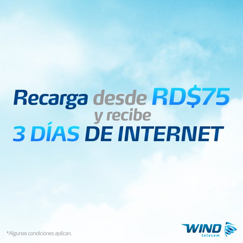 windtelecom's tweet photo. 🌐📱 Si tienes un equipo inactivo, vuelve a #WindTelecom y llévate tu internet con prepago TOTALMENTE GRATIS 😍😍 También estarás recibiendo un 25% de descuento en tu primera recarga 😎👌 para más información 8092003000 😊 #ChatChatChat #VeranoWind #InternetPrepago #WindTelecom https://t.co/U19XfO4qer