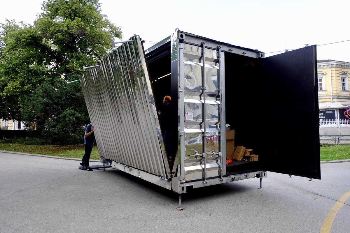 Plovdiv2019's tweet photo. #FLUCA pavilion arrived at Crystal Garden Sofia yesterday to present #Plovdiv2019 #together #art #ECOC #contemporary https://t.co/ZSyPxzUB2W