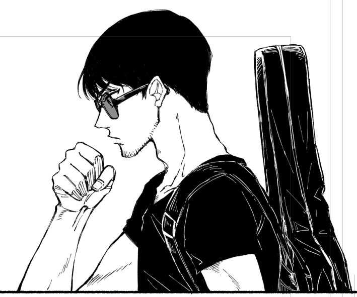 夏服景光描いてて「あ、変装させなきゃ」ってサングラスかけたら音楽性高めの人になった 