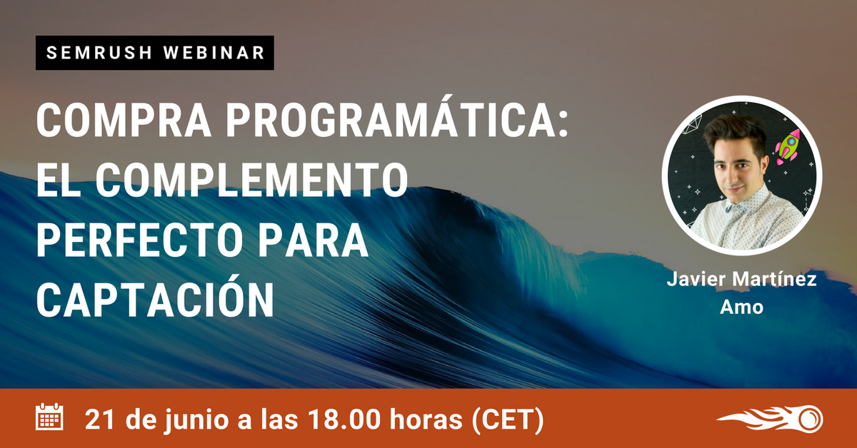 semrush_es's tweet photo. La compra programática y el RTB: ¿Puede encajar en nuestra estrategia de #marketing? ¿Cómo me lo monto si dispongo de un presupuesto limitado? 🤔
De eso hablamos con @jmartinezamo el próximo 21 de junio ▶️ https://t.co/wO3FMOHBj0 https://t.co/NaGC3G01hO