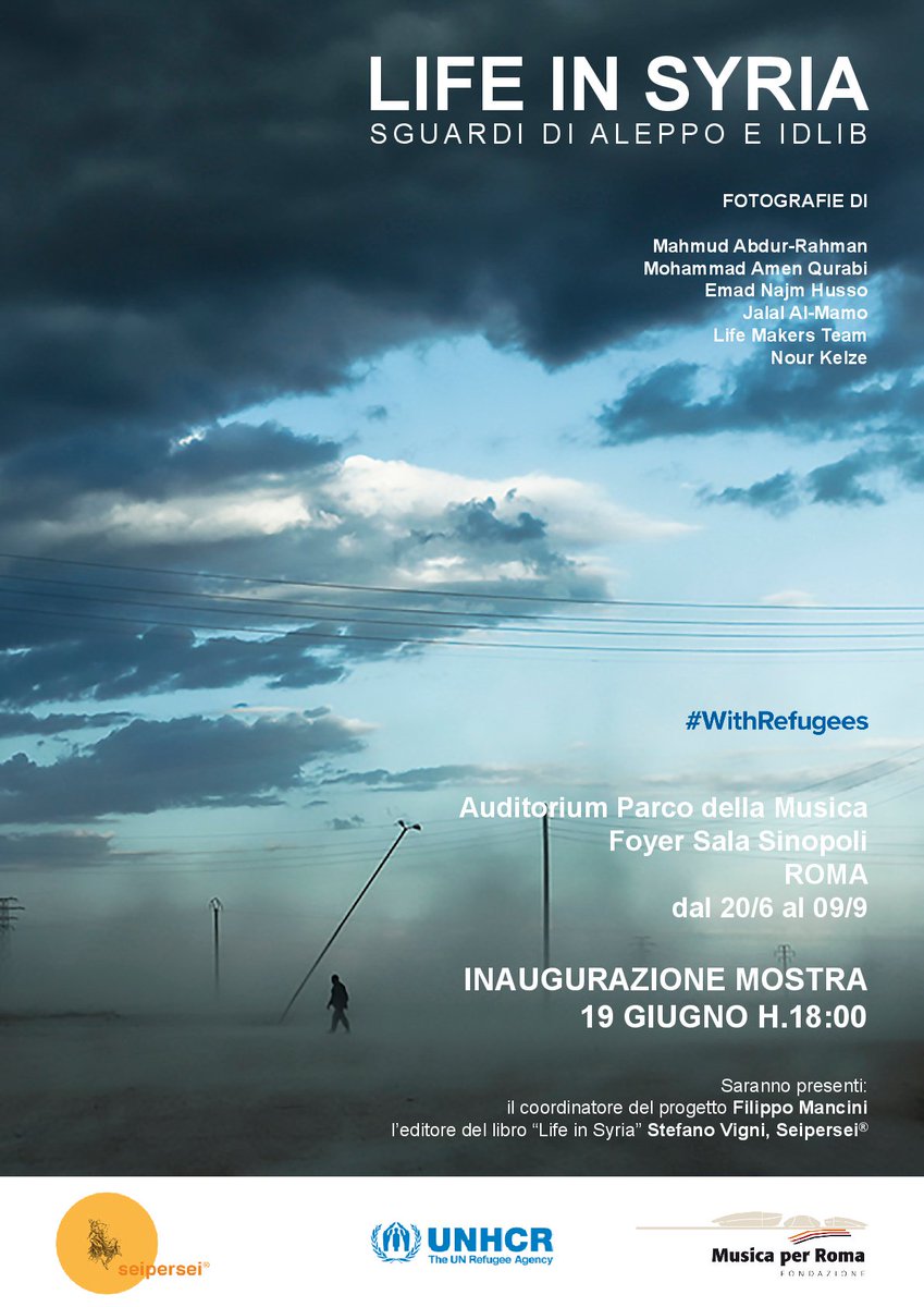 UNHCRItalia's tweet photo. Mostra fotografica #LifeinSyria, da oggi per una settimana presso Auditorium Parco della Musica Foyer Sinopoli #FilippoMancini raccoglie gli scatti di 5 fotografi siriani, mostrando alcuni dei momenti che hanno scandito il conflitto nel Paese https://t.co/ytvtMPdGHj