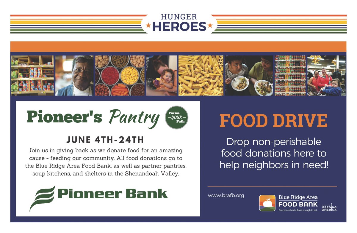 It's the last week for food donations at our #Harrisonburg branch! Raid your pantries for any goodies you can find and help us in our efforts to feed those in need! #feedtheneedy #GiveBack #FoodDrive #community @BRAFB @HarrisonburgVA @VisitHburgVA @HR_Chamber