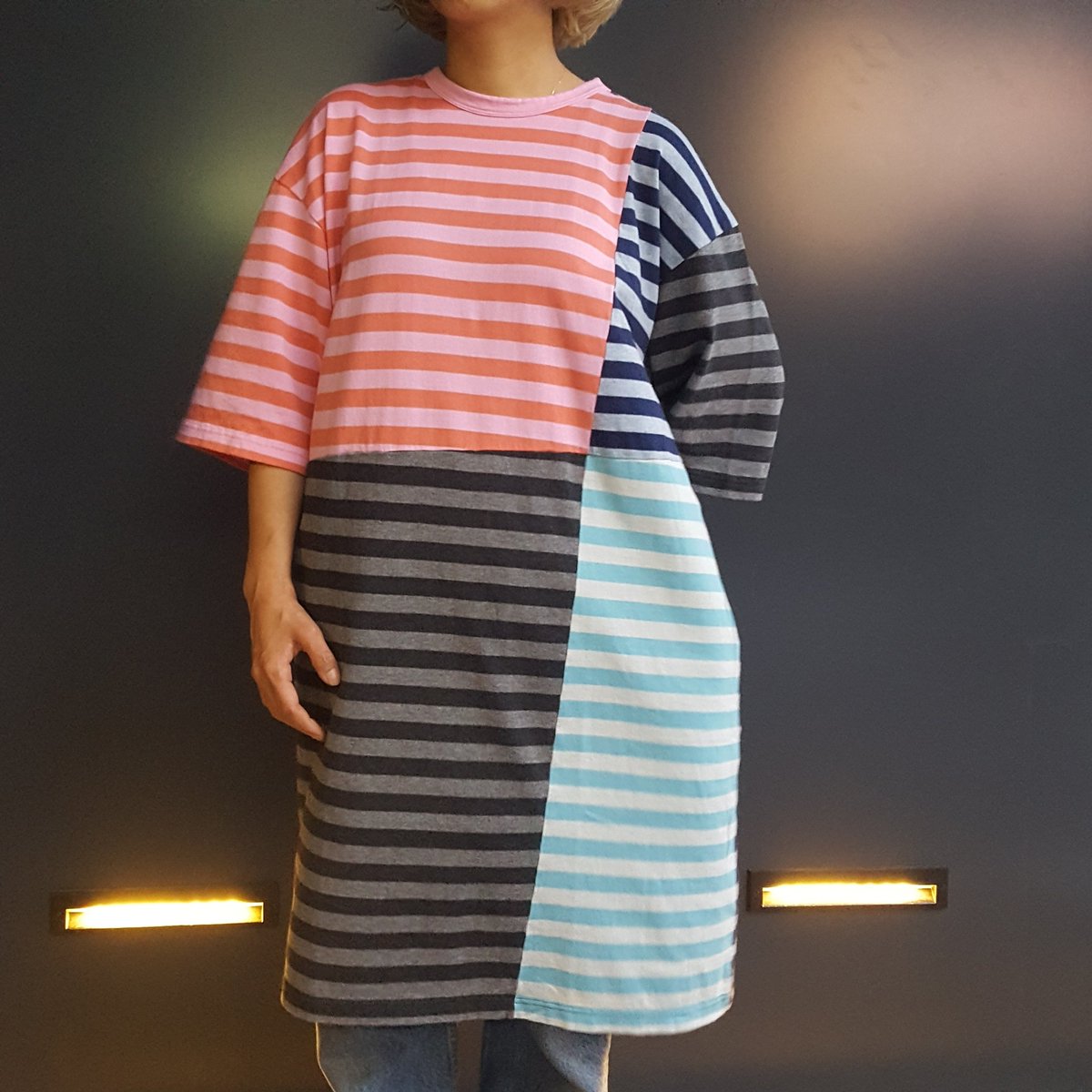 ট ইট র Beaver渋谷 お勧めワンピース Bohemians ボヘミアンズ Col Border Mix Big S S Tee Onesize M 12 000 税 総柄ものの挑戦がハードル高めな方にもお勧め カラフルなボーダーの切り替えが可愛いカットワンピース オススメ レディース
