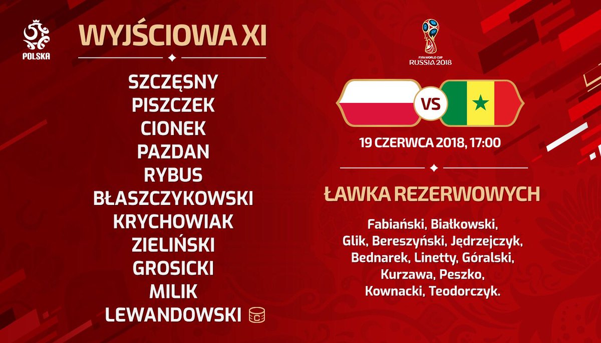JakubKrupa's tweet photo. Poland's starting XI against Senegal #PONSEN https://t.co/KI6BQvzoPk