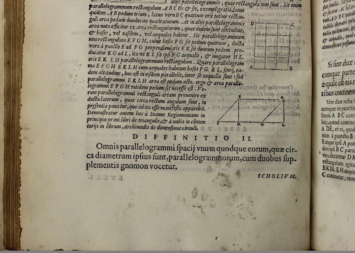 RCPmuseum's tweet photo. Q: Who's a cat's favourite mathematician?
A: Mew-clid! 

Geddit? See these paw prints in Federico Commandino's edition of Euclid's Elements of Geometry, published in Pisa, 1572. On display until next Friday. https://t.co/1kiWBSP3tc #seeingEuclid @ReadingEuclid #rarebooks https://t.co/BOfwDvaLVZ