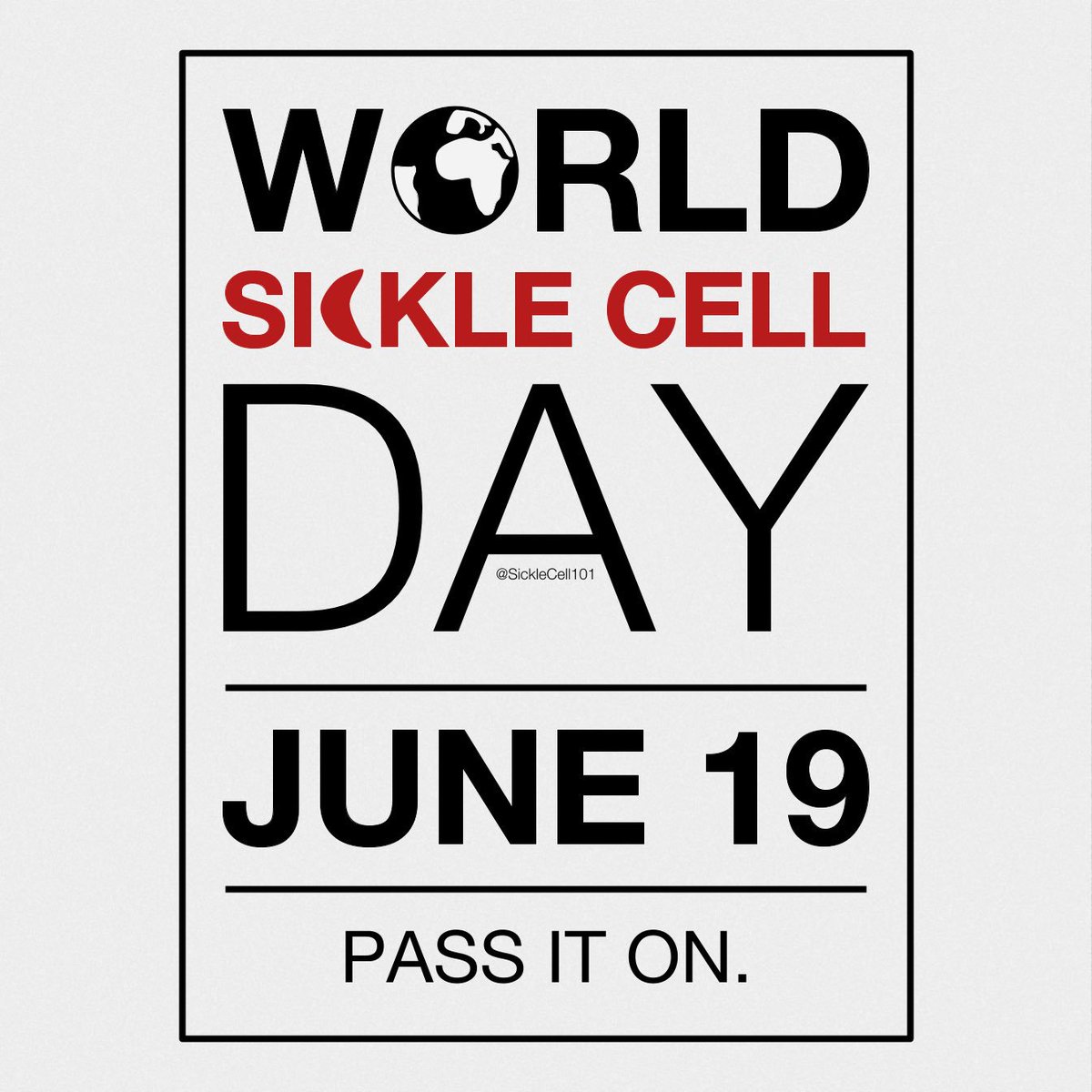 It's #WorldSickleCellDay, our day to celebrate, show our scars and educate others on the importance of #sicklecell awareness & research. Tell your stories, sport your gear, participate in events and have fun, we deserve it. Stay tuned for WSCD related posts all day long.