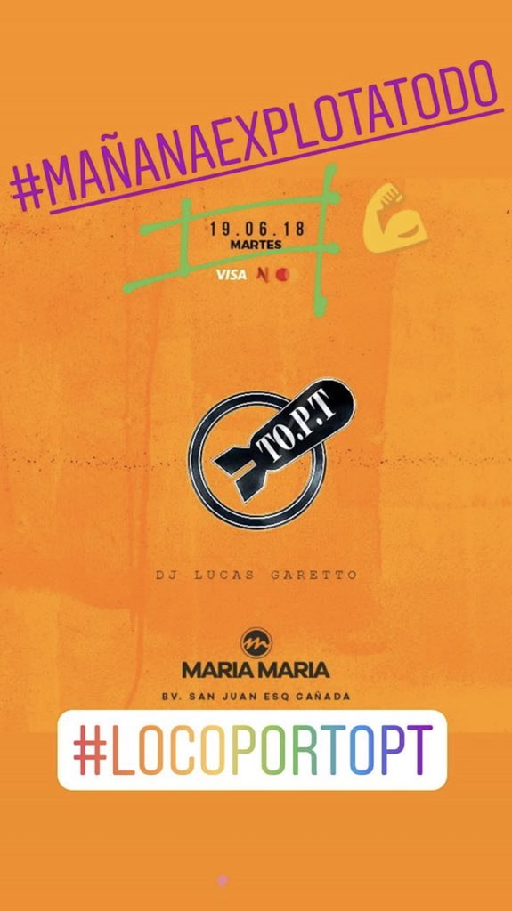 TOPTbanda's tweet photo. Hoy #martes 19/06 vamos al escenario de MARIA MARIA para que vivas y disfrutes un show único!!
#UnMartes
#LaEsquinaDelEncuentro #MomentosUnicos #BailaMaria #Topt #toptenMariamaria
««Podés adquirir tu anticipada en Disquerias Edén»» https://t.co/PWQ6oqDOCw