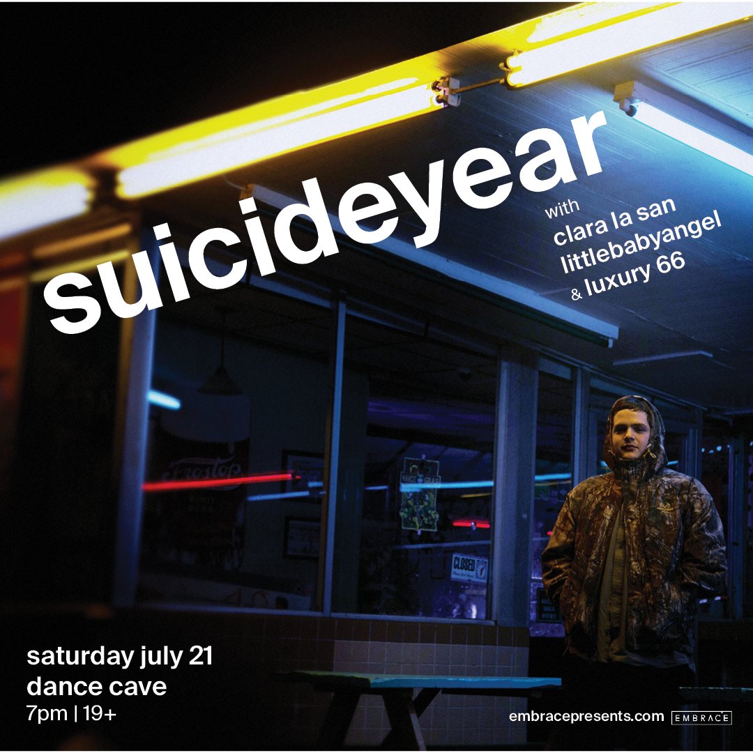 JUST ANNOUNCED! @suicideyear is a producer whose spooky soundscapes will take you on a wicked trip. Catch him with @claralasan, @littlebabyangel and #luxury66 at #thedancecave @leespalace on Saturday, Jul 21st. Get lit with us, grab tix now! 🎟: bit.ly/2JUkz0Q