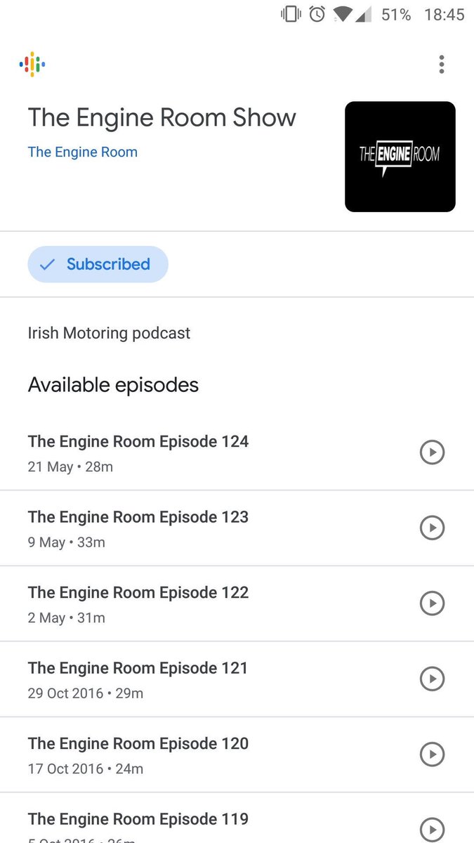 EngineRoomShow's tweet image. Fabulous news, Android phone people! Google has launched the Google Podcasts app and you can now subscribe to The Engine Room Show! Do it!
