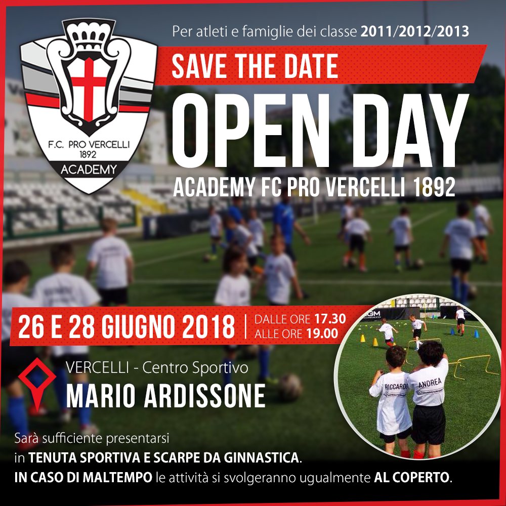 ProVercelli1892's tweet photo. +++ SAVE THE DATE +++
Open Day Academy 26 e 28 giugno!
#ProVercelli #ProVercelliAcademy #ForzaPRO @ilfabbro11 @bindavided https://t.co/su3DB0Azuz