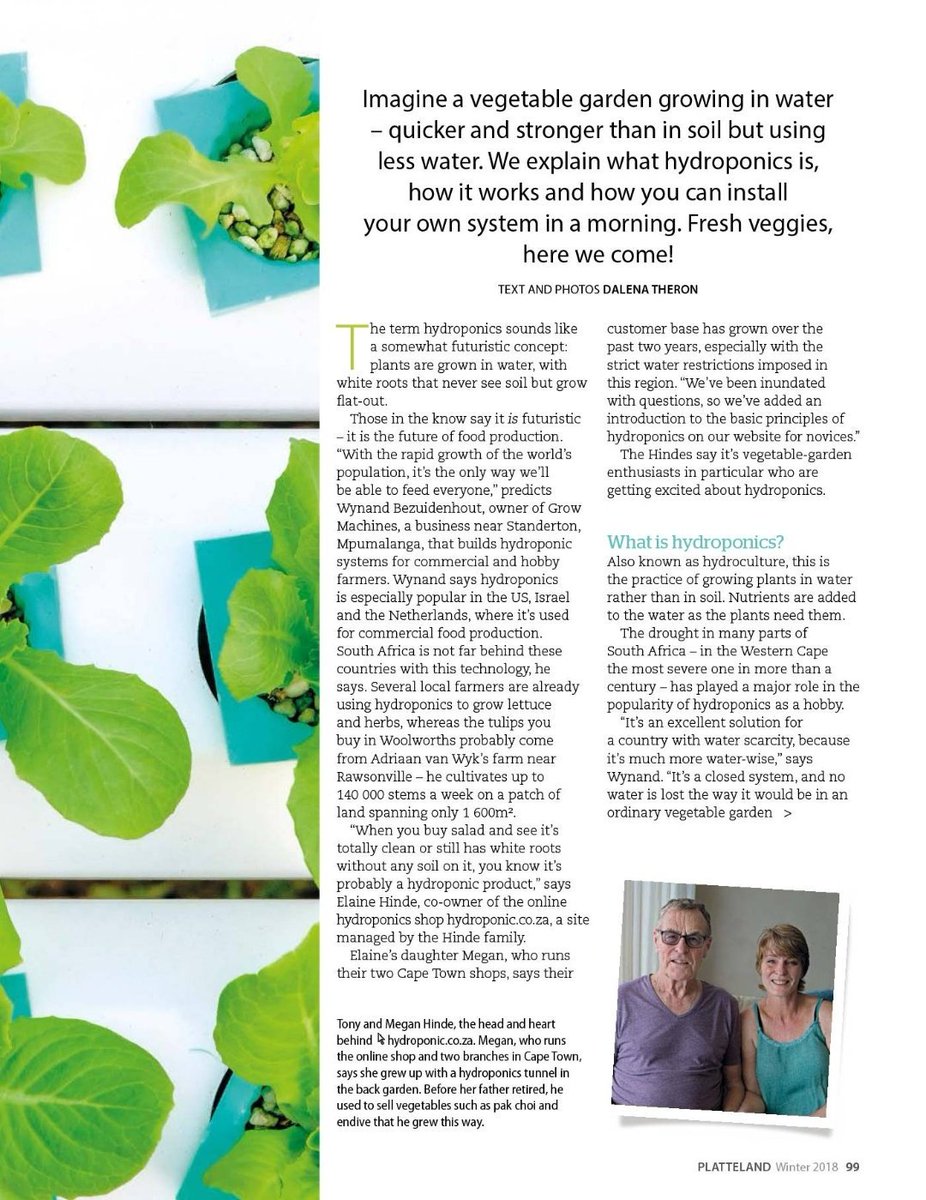 ⚡NEWS FLASH ⚡
We have been featured in <a href="/Platteland/">platteland</a> magazine 😁
Get your copy for an abundance of information from hydroponics experts all around the country!
With advice from our founders, Tony Hinde, Elaine Hinde and Megan Hinde 🌱
Thanks Platteland 👏 #hydroponic