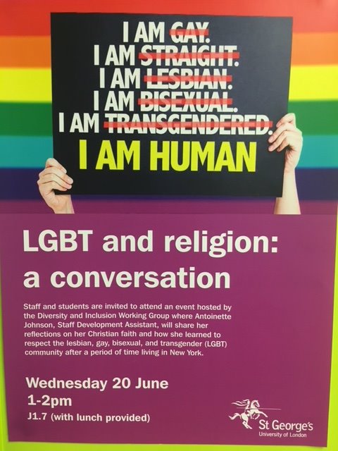 LGBTStGeorges's tweet photo. This looks interesting -  An event hosted by the SGUL Diversity and Inclusion group tomorrow - all welcome @SGUL_SU @StGeorgesUni @KUStGeorges https://t.co/97DGSX0mfP