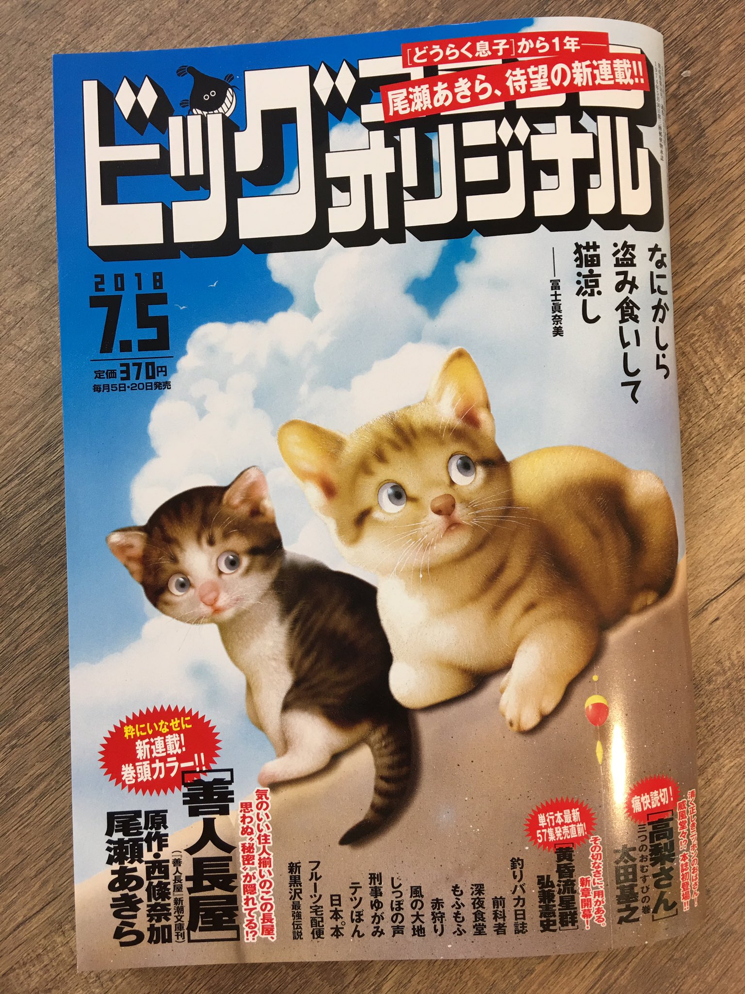 ビッグコミックオリジナル編集部 次号予告 どうらく息子 終了から1年ーー尾瀬あきら 新連載 気のいい住人ばかりという長屋 実は 善人長屋 原作 西條奈加 巻頭カラーにてスタート 清く正しきニッポンのおばさん 太田基之 高梨さん