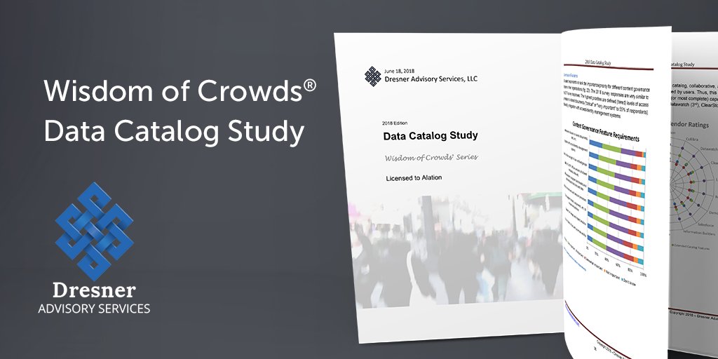Alation's tweet image. For the second consecutive year, Alation is the top-ranking #DataCatalog in @howarddresner’s Wisdom of Crowds Data Catalog Market Study - download the report to see the #BI trends driving demand for data catalogs hubs.ly/H0cJ24J0