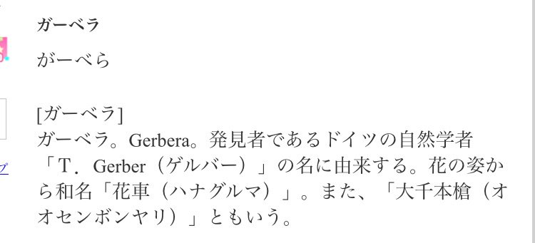 ミズ 紅ときくと紅唇が真っ先に思い浮かぶ ガーベラ自体に漢字表記ないんすね