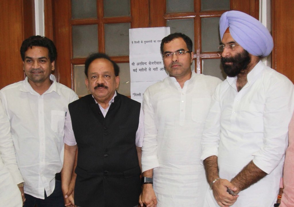 Dr Harsh Vardhan (@drharshvardhan) on Twitter photo <a href="/ArvindKejriwal/">Arvind Kejriwal</a> finally relented &returned to #DelhiSecretariat after his long ego clash with #LG #AnilBaijal. ItтАЩs victory time for my colleagues <a href="/Gupta_vijender/">Vijender Gupta</a> @msirsa <a href="/p_sahibsingh/">Parvesh Sahib Singh</a> & <a href="/KapilMishra_IND/">Kapil Mishra</a> who hv been on #hunger_strike last 5 days. <a href="/BJP4India/">BJP</a> <a href="/AmitShah/">Amit Shah</a> <a href="/BJP4Delhi/">BJP Delhi</a> <a href="/ArvindKejriwal/">Arvind Kejriwal</a> finally relented &returned to #DelhiSecretariat after his long ego clash with #LG #AnilBaijal. ItтАЩs victory time for my colleagues <a href="/Gupta_vijender/">Vijender Gupta</a> @msirsa <a href="/p_sahibsingh/">Parvesh Sahib Singh</a> & <a href="/KapilMishra_IND/">Kapil Mishra</a> who hv been on #hunger_strike last 5 days. <a href="/BJP4India/">BJP</a> <a href="/AmitShah/">Amit Shah</a> <a href="/BJP4Delhi/">BJP Delhi</a>
